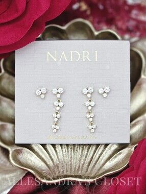 Nadri Pave The Way Earrings Gold Crystal Stud & Linear Drop Earrings Bridal